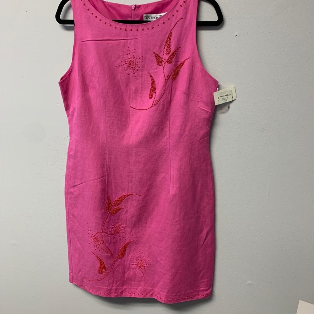 Jessica Howard Vibrant Pink Dress with Red Accents